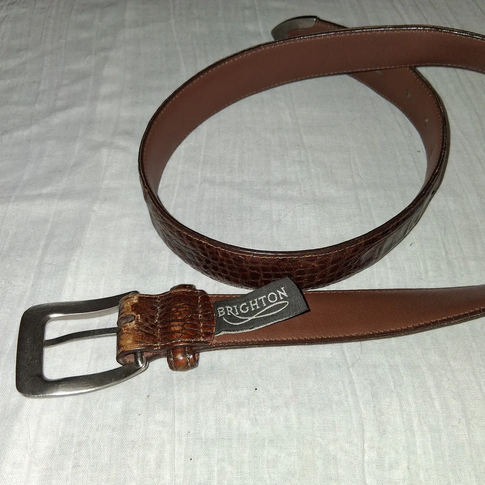 Brighton Brown Leather Belt with Silver Buckle - Picture 3 of 10